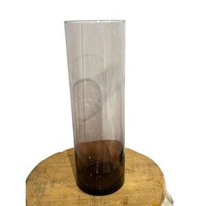 Purple Vase Amethyst Art Glass Cylinder  10.5” Vintage By Libbey UV React
